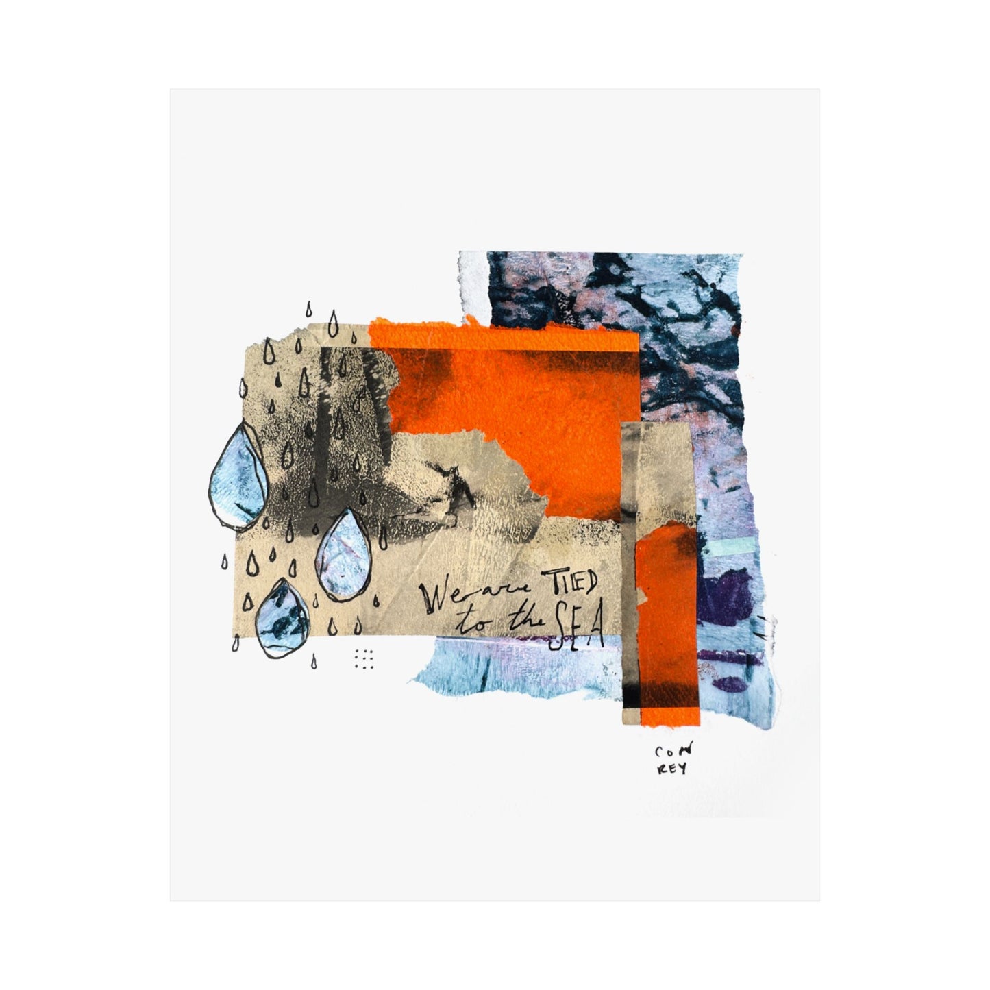 "Tied to the Sea" Mixed Media Collage Art Print