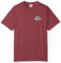 Maroon t-shirt with 'Lost Mixtape' logo on a white background
